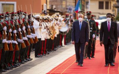 رئيس الجمهورية في زيارة صداقة وعمل لجمهورية غينيا الاستوائية، وخصص له استقبال حار بالقصر الرئاسي في مالابو